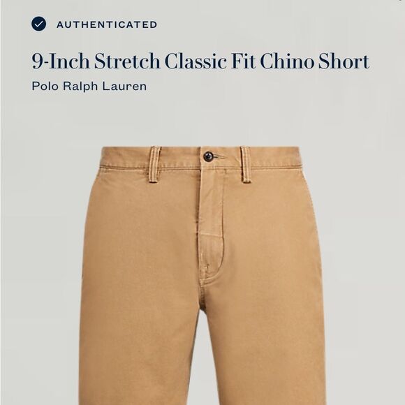 Polo Ralph Lauren 9" Stretch Classic Fit Chino Shorts Khaki Tan Size 40 - Picture 9 of 9